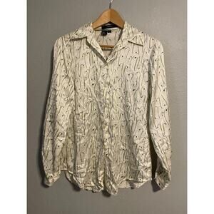 Vintage Ishyu Women Top Size 4 Silk Satin Floral Print Button Up Fairy Artsy 90s